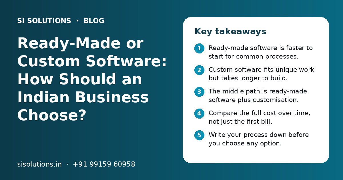 Ready-Made or Custom Software: How Should an Indian Business Choose?: key takeaways infographic