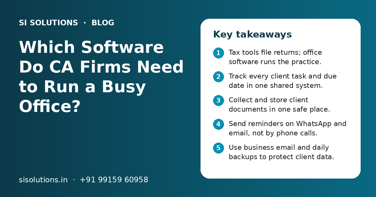 Which Software Do CA Firms Need to Run a Busy Office?: key takeaways infographic